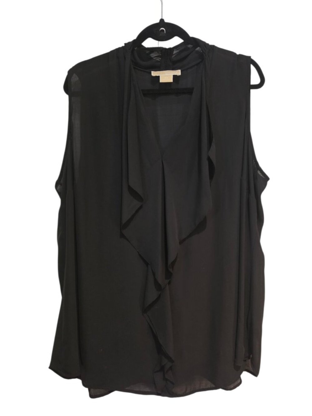 Michael Kors Gorgeous Black Chiffon Ruffled Sleeveless Top Size 3X
